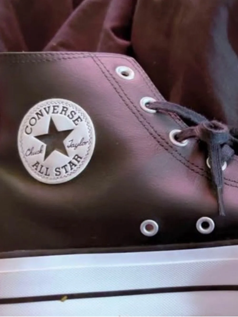 Converse High-Top Sneakers in Dark Brown and White - Picture 2 of 3